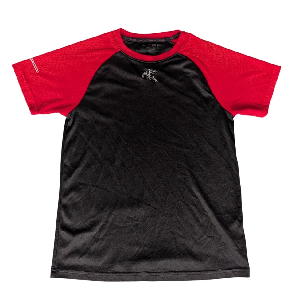 AND1 Kids Basketball Performance T-Shirt Black Red Raglan Short Sleeve L 10/12‎